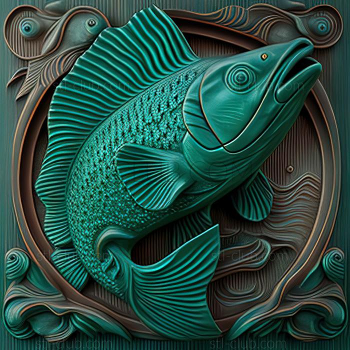 st Green puntius fish